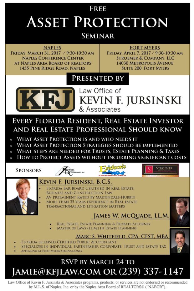 Asset Protection Seminar Flier for Clients
